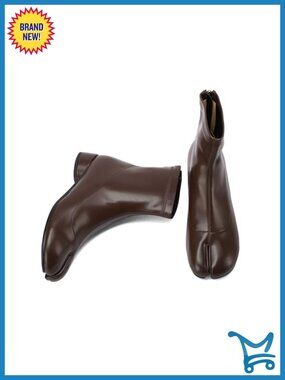 Split Toe Ankle Boots Tabi Japanese Ninja Shoes Low Chunky Heels PU Leather